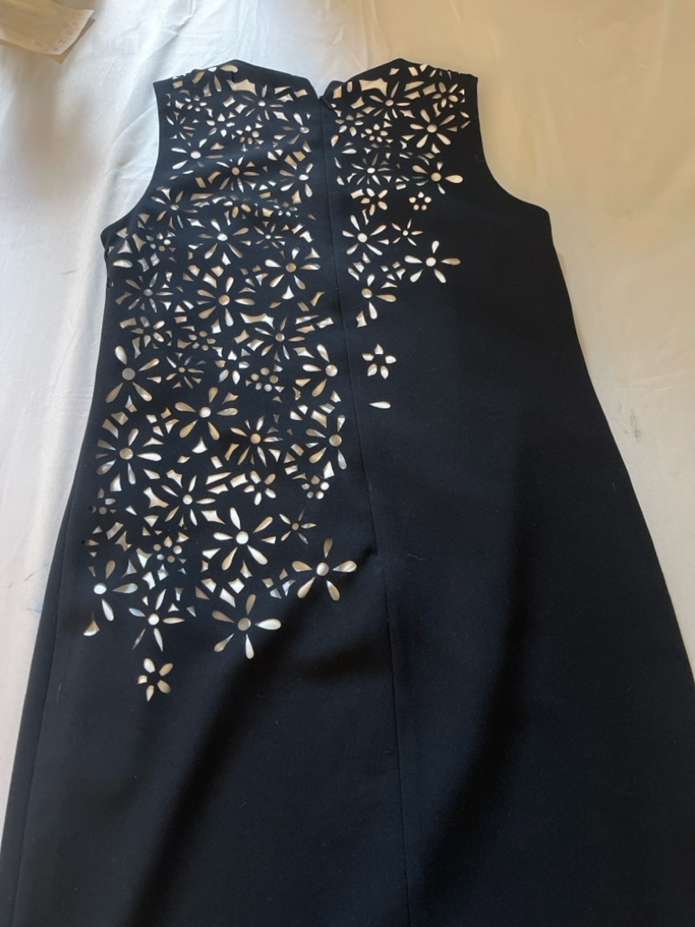 Calvin Klein Black Midi Sheath Dress with Cream Floral Cutouts - Picture 12 of 12